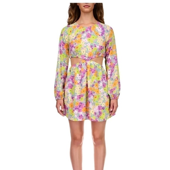 SANCTUARY Women's Long-Sleeve Cut-Out Dress Polyester Fresh Garden US XS - Picture 3 of 7